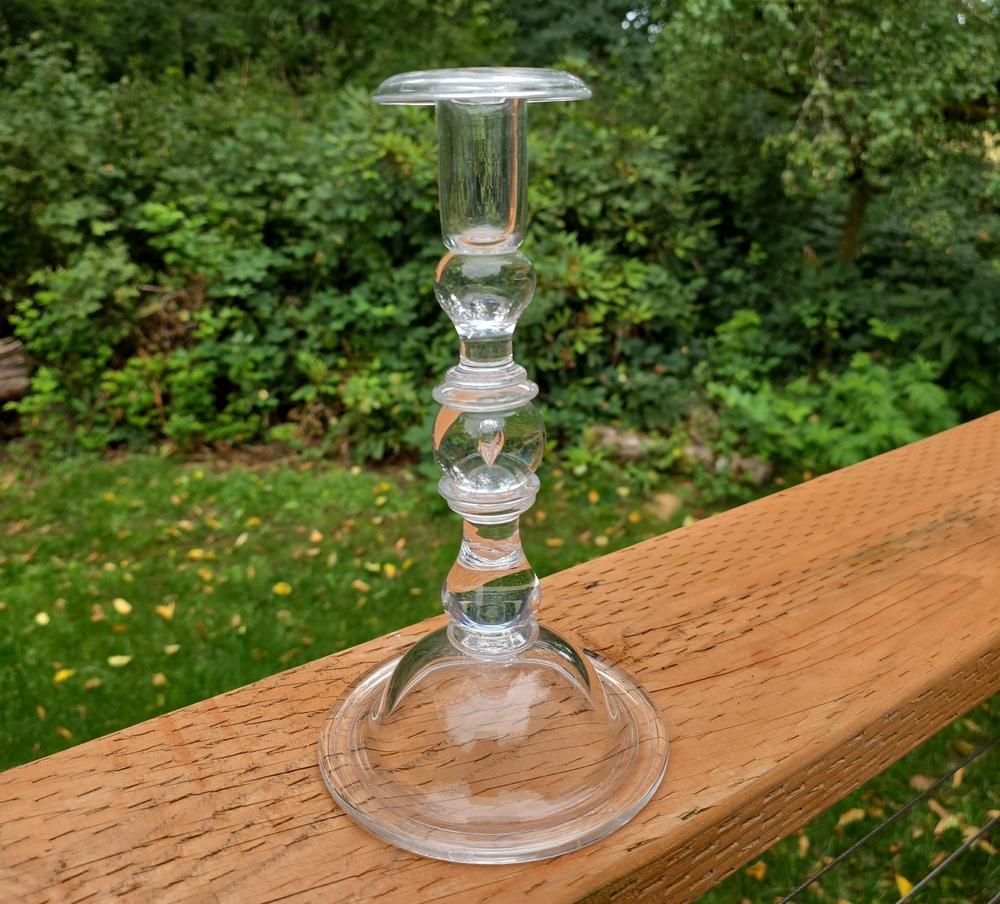 Authentic Signed Steuben Crystal Teardrop Baluster Candlestick Holder